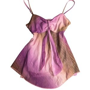 IZ Byer California y2k Babydoll Top Small Purple Ombre Metallic Pinstripe